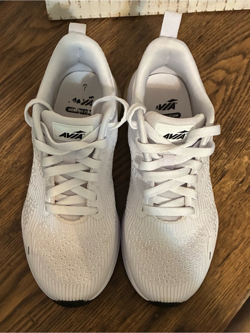 AVIA Classic White Women's Knit Running Sneakers